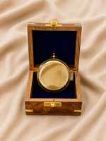 Boussole plate noire antique nautique avec boîte en bois d'archer originale, article cadeau avec poème