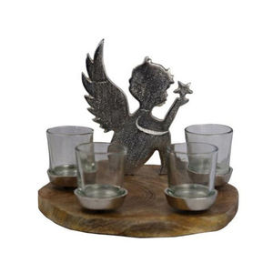 Support rond en bois pour bougies chauffe-plat avec décor de cerf et d'arbre noirs pour les fêtes de Noël, utilisation intérieure - Product Image 4