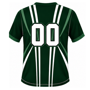 Maillot de rugby vert foncé et blanc à manches courtes, col en V, uniforme d'équipe, respirant, léger, personnalisable, pour l'entraînement sportif - Product Image 2