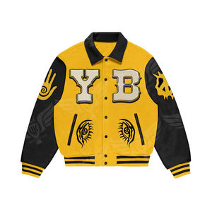 Veste universitaire personnalisée, veste bomber à blocs de couleurs, veste de baseball streetwear patchwork - Product Image 6