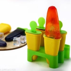 Ensemble de 6 moules à kulfi en plastique Aalok - Sans BPA, 60 ml, pour glaces et sucettes glacées maison - Jaune - Product Image 3