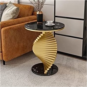 Table basse ronde en métal à trois pieds avec design décoratif industriel, meubles de salon modernes, style contemporain - Product Image 4