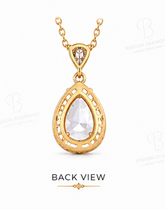 จี้เพชรทรงลูกแพร์ทรงหรูหราประดับเพชรแบบฮาโล ทำจากทองคำขาว 18K พร้อมเพชรเลี้ยงในห้องปฏิบัติการ ความงามเหนือกาลเวลา สไตล์เจ้าสาวแบบดั้งเดิม - Product Image 6
