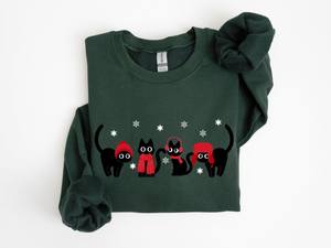 Sweat-shirt à col rond unisexe en coton molletonné, brodé et imprimé sur mesure, motif chat de dessin animé, coupe oversize, écologique, vente en gros - Product Image 5