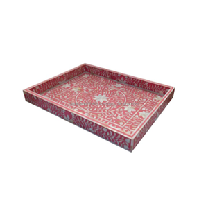 Bandeja Rectangular de madera Heritage Line con incrustaciones de nácar, pieza de decoración de madera hecha a mano para regalos de estilo antiguo para el hogar - Product Image 6