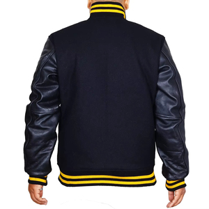 <b>Mens</b> <b>Letter</b> <b>Jackets</b> Wool Blend Body Leather Sleeve Custom Logo Patch Embroidered Outerwear <b>Men</b> Letterman <b>Jackets</b> Custom - Product Image 3