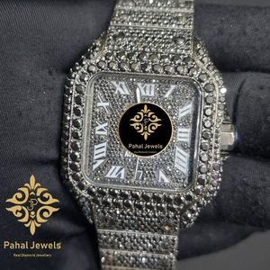 Reloj de Lujo para Mujer Pahal Jewels, con Diamantes Cuadrados, Acero Inoxidable, Cuarzo Analógico, Esfera de 30 mm, Cristal de Zafiro, Cierre de Mariposa - Product Image 5
