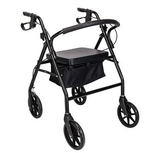 Deambulatore in Ferro Leggero, Comodo e Resistente con Ruote per Terapia Riabilitativa (Nero e Rosso) - Product Image 2