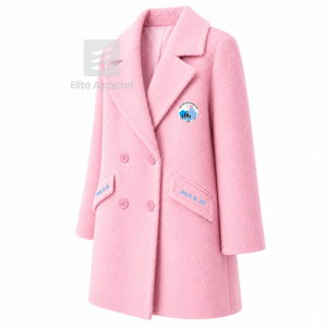 Manteau long en laine personnalisé Jack and Jill of America avec logo brodé sur le devant, couleur bleu clair et rose, manches longues, pour femme - Product Image 2