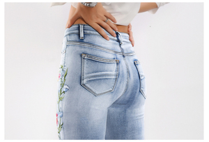 Custom Stretch <b>Elastic</b> Unique Quick Dry Breathable High Street Style Vintage Flared Women's <b>Jeans</b> Denim Pants Wholesale - Product Image 5