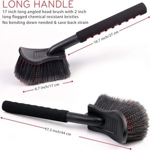 Brosse de lavage de voiture douce de 17,5 pouces avec long manche, poils souples, grattoir pour pneus et carrosserie, sûre pour le nettoyage des flancs des roues - Product Image 5