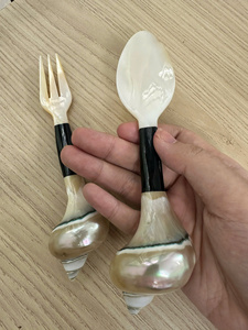ช้อนชาทำมือจากเปลือกหอยมุกพร้อมด้ามจับยาวจากเปลือกหอยธรรมชาติ |   ชุดช้อนส้อมหรูหรา ทนทาน เป็นมิตรกับสิ่งแวดล้อม |   โลโก้แบบกำหนดเอง - Product Image 3