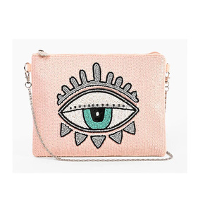 Femmes bohème plage fête soirée Shopping embrayage mauvais œil concepteur perlé sac de messager mode toile fermeture éclair indien - Product Image 2