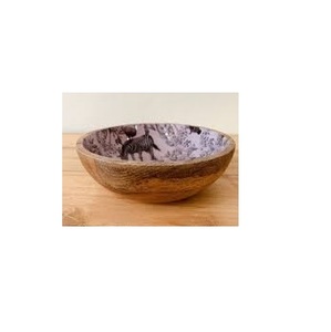Tazón para Servir Hecho a Mano de Madera de Mango con Incrustaciones de Esmalte con Diseño de Cebra, Tazón para Ensalada y Frutas, Vajilla Decorativa de Madera, Tazón de Almacenamiento para Cocina - Product Image 1