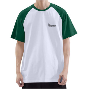 Relevo Men's <b>Raglan</b> Sleeve <b>T</b>-<b>Shirt</b> 100% Cotton Regular Fit Casual O-Neck Jersey Breathable Front Logo Streetwear - Product Image 1