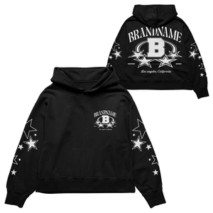 Sweat à capuche personnalisé pour homme, coupe oversize, en coton noir, motif étoiles imprimé, décontracté, idéal pour l'automne - Product Image 1