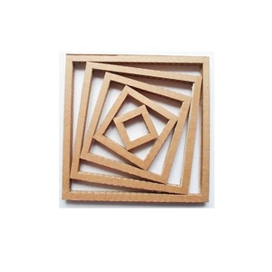 Art mural en bois 3D moderne, minimaliste, géométrique, carré, encadré, sculpture abstraite en bois pour la décoration de la maison - Product Image 1
