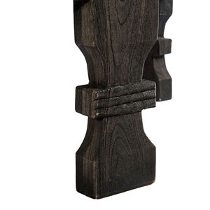 Mesa de Centro Redonda Tallada en Madera de Mango Sólida con Acabado Gris Carbón Oscuro, Mesa de Acento para Sala de Estar, Mesa de Centro Moderna Hecha a Mano - Product Image 6