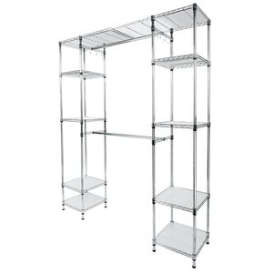 Kit Organizzatore per Armadio Personalizzabile, Scaffali in Metallo Pieghevoli con Ripiani in Tessuto, Sistema di Stoccaggio Portatile ed Espandibile per Guardaroba - Product Image 1