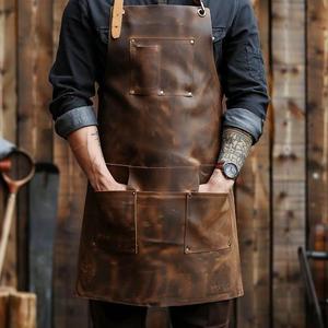 <b>Apron</b> for Kitchen <b>BBQ</b> Grill Bulk Factory Direct Supply Waterproof Leather <b>Apron</b> for Chef LPN-0243 - Product Image 3