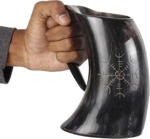 Genuine Buffalo Horn Drinking Mug Handcrafted Viking Horn Mug Natural Horn <b>Beer</b> Cup Medieval Tavern Mug Gift - Product Image 1