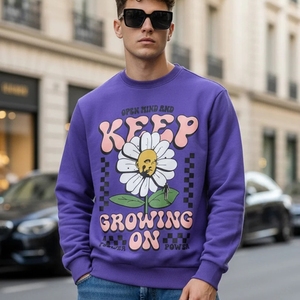 Sweat-shirt à col rond de haute qualité pour homme/femme, 100% coton molletonné, écologique, coupe-vent, léger, respirant, hiver - Product Image 1