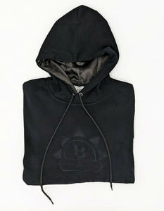 Sudadera con Capucha Negra, Color Sólido, Corte Regular, Logotipo Grabado en Relieve en la Parte Delantera, Sudadera Informal de Felpa para Hombre, Ropa de Otoño - Product Image 1