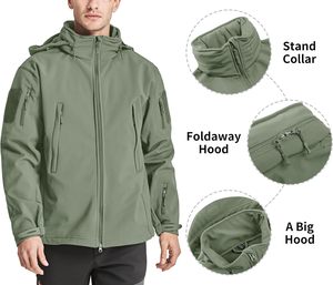 Veste softshell homme pour l'extérieur, résistante à l'eau, respirante, coupe-vent, fermeture éclair intégrale, veste de performance pour les sports d'aventure et le travail - Product Image 3
