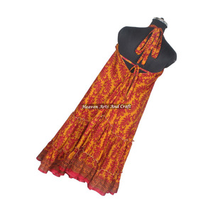 New Exclusive Pleasant Printed <b>Vintage</b> Sari <b>Dresses</b> In <b>Uk</b> Ladies Elegant Dinner Gown Sleeveless <b>Evening</b> Gowns Women's <b>Dress</b> - Product Image 2