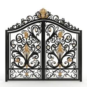 Portail Principal en Fer Forgé Orné, Porte d'Entrée Métallique Décorative de Luxe, Design Extérieur Élégant pour Villa et Maison - Product Image 1