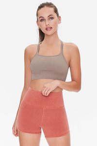 Conjunto Deportivo de Punto para Mujer, Top Corto y Pantalones Cortos por Encima de la Rodilla, Color Sólido, Transpirable, para Gimnasio, Yoga - Product Image 5