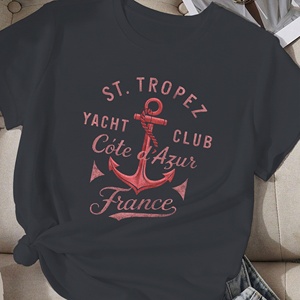 Camiseta cómoda para mujer ancla ST TROPEZ vintage tema náutico - Product Image 3