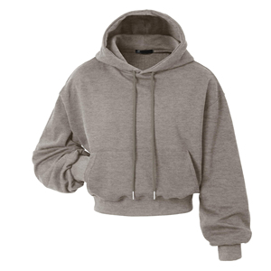 Haut court à capuche pour femme en polaire douce, pull à manches longues, décontracté, pour le fitness, la gym, le streetwear, la mode, OEM ODM Marque Privée Front - Product Image 3