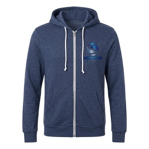 Sweat-shirt à capuche zippé en molleton français pour femme, bleu marine, avec cordon de serrage à la capuche et poches avant - Product Image 4