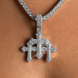 Luxury Moissanite Letter Pendant Necklace 925 Silver Rhodium Plated <b>Rope</b> <b>Chain</b> Women's Everyday Wear Jewelry - Product Image 1