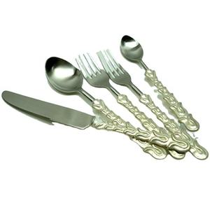 Couverts en acier inoxydable à poignée gravée ornée de haute qualité 5 pièces pour les fêtes choix élégant améliorer les banquets de mariage formels - Product Image 4