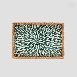 Rattan Art Woven Decor Leaves Pattern Serving Tray Hot Selling New Design Decorative Home Square Rattan <b>Basket</b> Tray at UO INDIA - Product Image 4