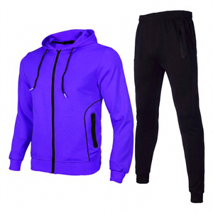 Ensemble de jogging pour homme à capuche, pantalon noir, manches longues, fermeture éclair, décontracté, respirant, séchage rapide, écologique, couleur unie, hiver - Product Image 5