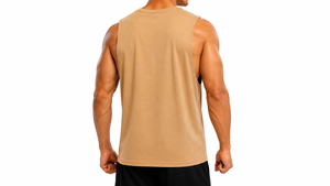 Débardeur Homme Aero Faster Impex Tan Coupe Profonde Col Rond Couleur Unie Style Urbain Logo Imprimé sur le Devant Séchage Rapide Polyester/Nylon - Product Image 3