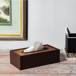 Luxury Brown Leather Tissue <b>Box</b> <b>with</b> Gold Metal <b>Lid</b> <b>Decorative</b> Rectangle Napkin Holder <b>with</b> Horsebit Buckle for Home Hotel - Product Image 5