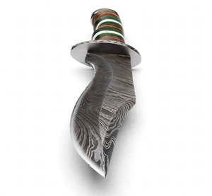 Herramienta artesanal de perfil curvado de acero estampado, con mango de madera y micarta verde, pieza ejecutiva de exhibición - Product Image 2