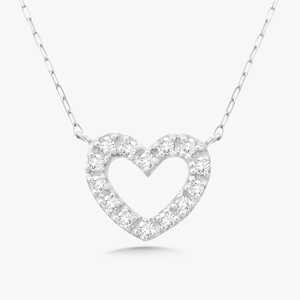 14K 18K <b>Solid</b> <b>Gold</b> Heart Shape <b>Pendant</b> Necklaces Lab Grown Diamond Minimalist Luxury Small Layering 16 Inches Modern Party Chain - Product Image 1