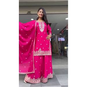 Conjunto de Traje de Chifón de Diseñador, Talla XL, con Hilo y Lentejuelas, para un Look Festivo - Product Image 5