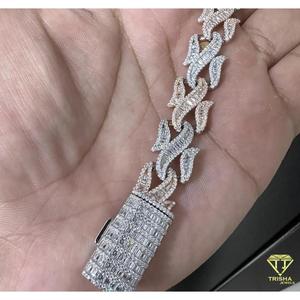 Two Tone Iced Hip Hop <b>Silver</b> Moissanite Diamond <b>Bracelet</b> Sparkling Statement Valentines Gift Jewelry - Product Image 2