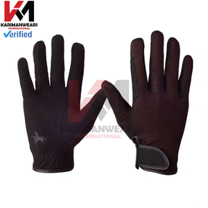 Gants d'équitation en cuir véritable de luxe avec fermeture élastique au poignet - Product Image 6
