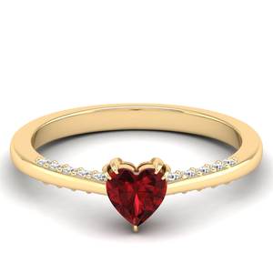 REYES Dainty 925 Sterling Silver VVS Moissanite Fine Jewelry Heart Cut 0.5 Carat Ruby Gemstone Engagement Rings For Women - Product Image 6