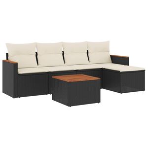 Grand ensemble de canapés de jardin modulaires en rotin PE noir, meubles d'extérieur modulaires élégants - Product Image 2