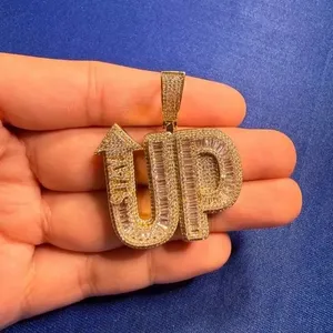 Double Letter Custom Sterling Silver Gold Plated Moissanite Diamond Fully Iced Luxury Certified Pendant <b>Gift</b> Men - Product Image 6