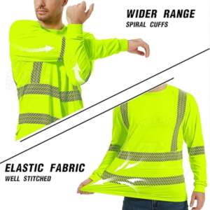 Sweat-shirts de sécurité haute visibilité FR, classe 1 ANSI, manches longues réfléchissantes, LED clignotantes, imperméables, logo personnalisé - Product Image 2