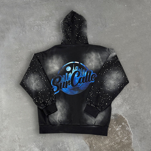 Sudadera con Capucha de Algodón 100% Transpirable con Estampado de Estrellas y Letras Brillantes, Estilo Hip Hop Oversize para Hombre, Colección Limitless Being - Product Image 2
